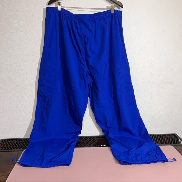 Pink Victoria Sercret Blue Elastic Waist Wide Leg Cargo Pants Size XXL w/Pockets - Picture 4 of 16